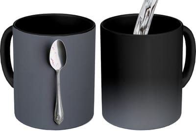 Magische Mok - Foto op Warmte Mokken - Koffiemok - Zilver - Metaal - Lepel - Magic Mok - Beker - 350 ML - Theemok