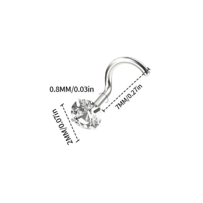 Aramat Jewels | Neuspiercing | Stalen Neuspiercing met Transparante Zirkonia | 2mm | Staal | Volwassenen | Verkleurd niet