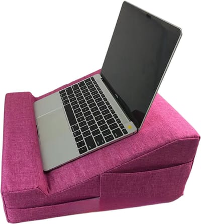 Laptopkussen met Standaard – Ergonomisch Laptop Kussen voor Bank en Bed, Geschikt voor Laptop, Tablet en Lezen, Comfortabel voor Thuiswerken-Roze