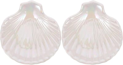 Sieraden Schaal - Opbergbakje Decoratie - Sieraden Organiseren - Schelp Vorm - 10x10x2 cm - Wit