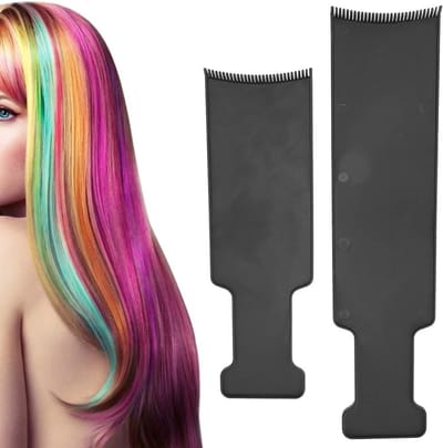 Famanu - Set van 2 kleurplanken met tanden, haarverfgereedschap voor nauwkeurige strengen en highlights – Zwart