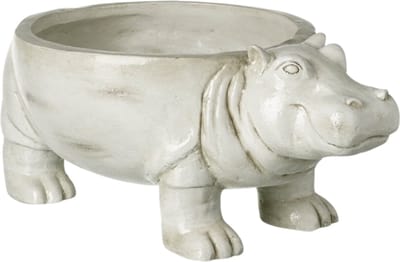 Parlane schaal Hippo grijs 40 cm - decoratieve schaal - schaal in de vorm van een nijlpaard - keramieken schaal - schaal op pootjes