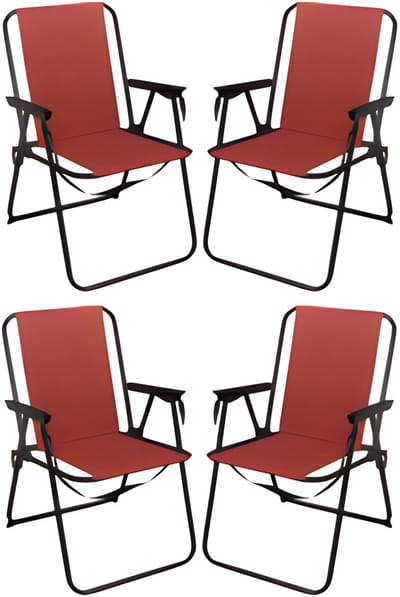 Redcliffs Klapstoel unica - 4x - terracotta - opvouwbaar - 75 x 38 cm - metaal/polyester - campingstoel / tuinstoel