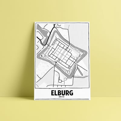 Plattegrond Elburg - Tekening - A5 kaart - Stadskaart