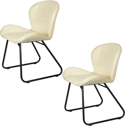 Moderne eetkamerstoelen van beige echt leer – comfortabele vergader- & bezoekersstoelen