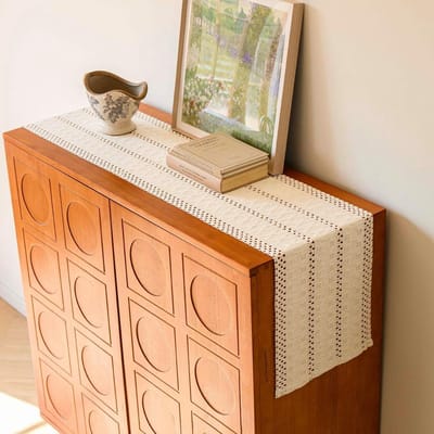 Tafelloper - Boho Macramé Katoen Linnen Landelijke Stijl - voor Bruiloft en Feest Decoratie - Beige 30x140 cm