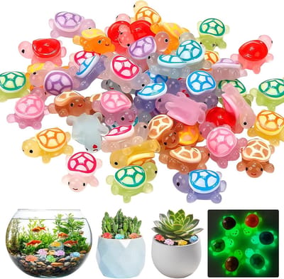 Kleurige Mini Turtles van Kunsthars - 60 Stuks Luminous Decoratie voor Tuin en Aquarium, 2cm Lichtgevende Dieren