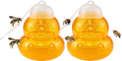 2-stuks wespenvallen - Hangende wespenval voor buiten - Bijenval - Wespenmoordenaar voor buiten - Insectenvanger - Geschikt voor buitengebruik, boerderijen, tuinen, enz - Oranje