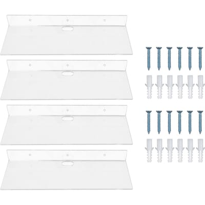Lot de 4 étagères flottantes en acrylique transparent, étagère murale pour figurines d'anime, cosmétiques, salle de bain white