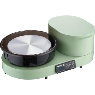 Tour de Potier pour Adultes, Plateau Tournant en Aluminium de 28 cm, Tour de Potier Électrique de Table 450W avec Pédale au Pied, Vitesse Réglable 30-300 tr/min, Corps en Aluminium,
