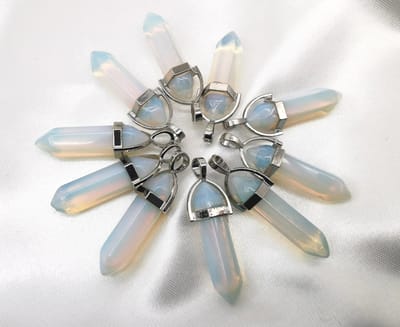 Edelsteen - Opaal - Obelisk Hanger met - gratis - zwart - gewaxed koord Ketting - Edelsteen Ketting - 45cm + 5cm Verstelbaar - Cadeautje Voor Hem en Haar