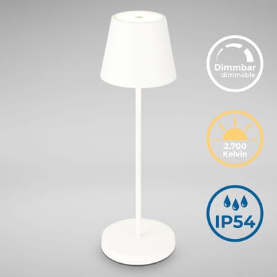 B.K.Licht - Dimbare Tafellamp - draadloos - LED bedlamp - met touch - voor buiten - met USB-C - wit