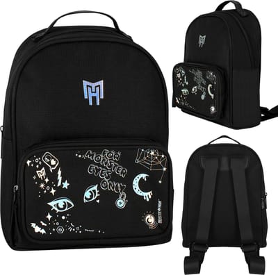 Monster High zwarte, verstijfde, kleuterrugzak voor meisjes 25x28x10 cm STARPAK met een verstevigde rug
