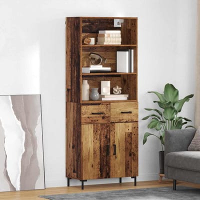 vidaXL - Highboard - Oudhout - 69,5 - x - 34 - x - 180 - cm - Bewerkt - hout