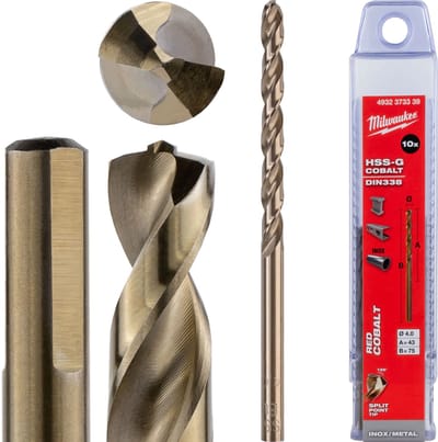 Milwaukee Metaalboren HSS-Ground Cobalt - DIN 338 - 5 en 10 stuks HSSGC 4,0 x 75-10 stuks - 4932373339