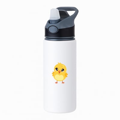 Hacebo® - Kuikentje waterfles met rietje zwart - Kuiken - Dieren liefhebbers - Kinderboerderij - vogels - kippen - eenden - water fles - 650ML