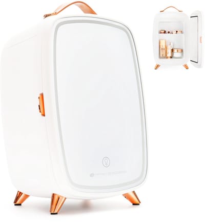 Rio FRBL - Skincare beauty Fridge - Make-up Koelkast - mini koelkast - met Spiegel & dimbare LED verlichting - 6 liter