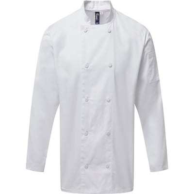 Premier Heren Coolchecker Chef Jacket met lange mouwen (Wit)