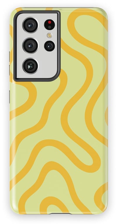 DripCase Curvy Lines Hoesje Samsung Galaxy S21 Ultra | Backcover met Mag | Design Tough Case Samsung Galaxy S21 Ultra Lemon Loop
