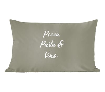Sierkussens - Kussentjes Woonkamer - 60x40 cm - Spreuken - Pizza, pasta & vino - Quotes - Eten - Drinken