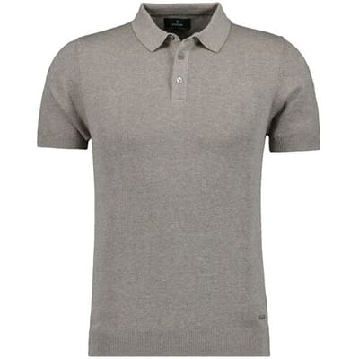 Ragman Trui Melange Cotton Knit Short Sleeve Polo Collar Walnut / male