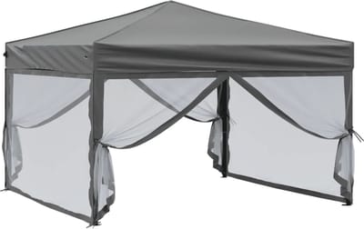 Partytent opvouwbaar - Paviljoen - 3x3 - Easy up - Waterdicht - met Zijwanden - Weerbestendig - Antraciet