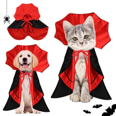 Halloween Kostuum voor Honden en Katten - Vampier Cape voor Dieren, Perfect voor Feestjes en Cosplay, Geschikt voor Kleine Honden en Katten