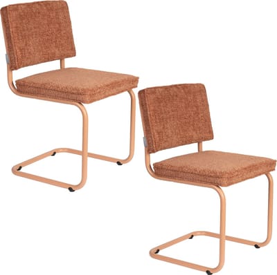 Zuiver Ridge Soft Eetkamerstoelen Terracotta - Set van 2