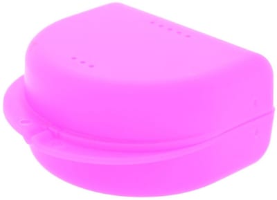 Bauer's Tandbeugelbox, KFO-doos, hygiënische opbergdoos voor beugels, prothesen, met luchtgaten (roze, 4,10 cm hoog)