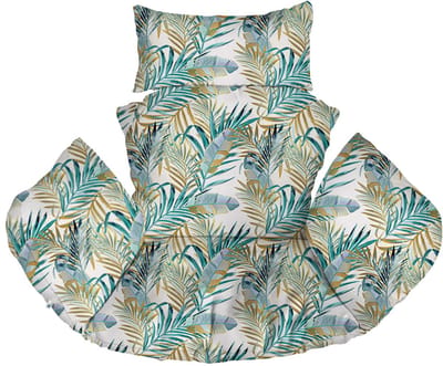 FEROCITY - Hangstoel Kussen - Hangstoelkussen - Tuincocon Kussen - Schommelkussen - Polyester - Palm Wit