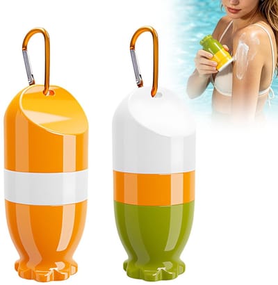 Namajunas - 2 stuks zonnebrandcreme applicators - Herbruikbare roll-on sponsapplicator voor zonnebrandcrème, zonnemelk en lotion - Zonnebrandroller voor kinderen, volwassenen en gezinnen - Vakantie reis accessoire - 100 ml zonnecrème-applicator