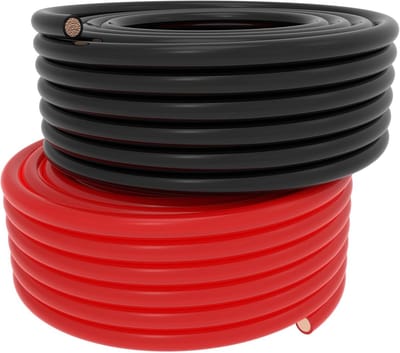 10FT 6 AWG lasbatterijkabel set voor zonne-energie, camper, auto & boot - Rood & Zwart