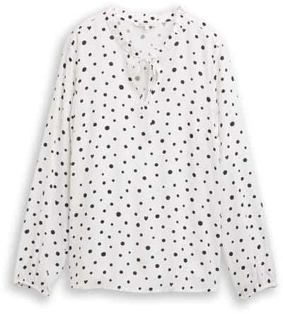 Tom Tailor Denim - Blouse met stippenpatroon - Maat XXL - small offwhite black dot print