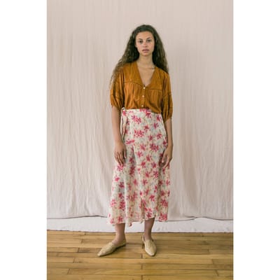 Louise Misha Skirt Lucia Raspberry Flowers Size: 32 | Midi Skirts Outlet | Dames | Beige