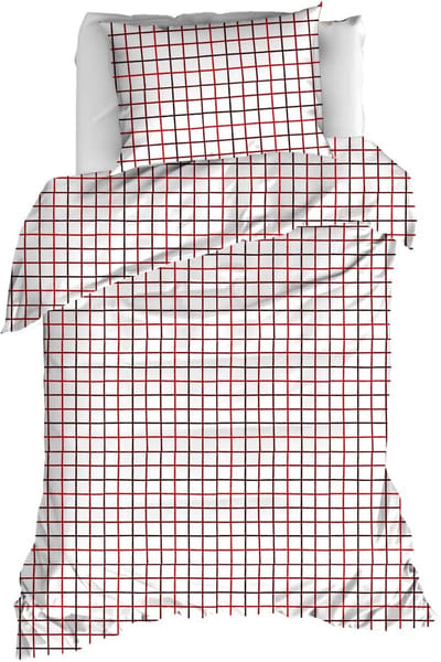 Moodit Dekbedovertrek Odil Rhombus Ruby Red - 140 x 200/220 + 60 x 70 cm - Rood - Katoen