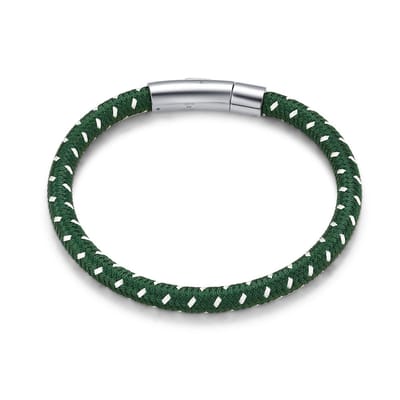 Twice As Nice Armband in edelstaal, gevlochten groen Zilverkleurig 21cm