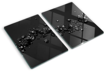 Tulup Glazen Snijplank - Zwart 3D-kubussen Serveerplank van glas - SET van 2 STUKS 40 x 52 cm - Dienblad-Serveerplanken van glas-Snijplanken Glas-Snijplanken van Glas-Keukengerei
