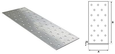 Set van 25 Geperforeerde Platen voor Houtverbindingen - Platte Connectoren 60x200 mm