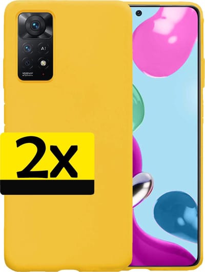 Hoesje - 2 Stuks - Geschikt voor Xiaomi Redmi Note 11 - Sterk & Shockproof - Case Siliconen - Back Cover - Telefoon Hoes - Telefoonhoesjes - Geel