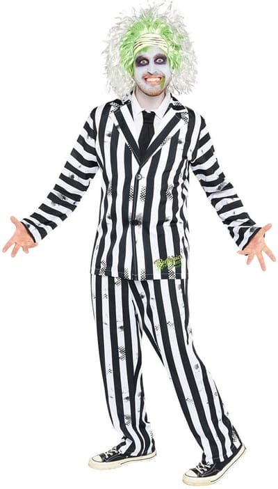 Beetlejuice Gestreepte volwassen kostuum XL