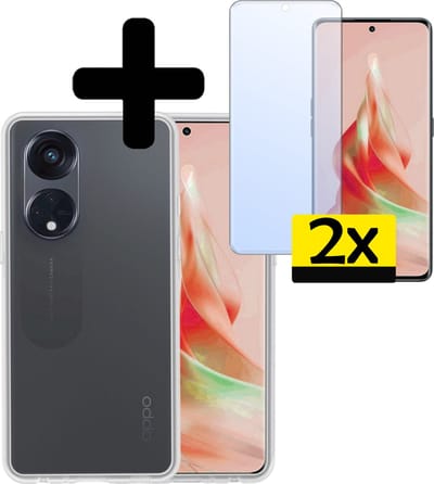 Hoesje - Met 2x Screenprotector - Geschikt voor OPPO Reno 8T 4G - Sterk & Shockproof - Back Cover - Siliconen Case - Telefoon Hoes - Telefoonhoesjes - Transparant