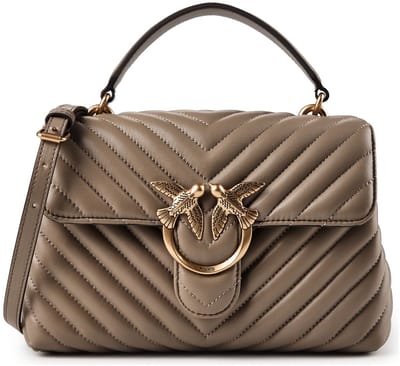 PINKO Love Lady Handtas Leder 22 cm - Dames - grigio talpa