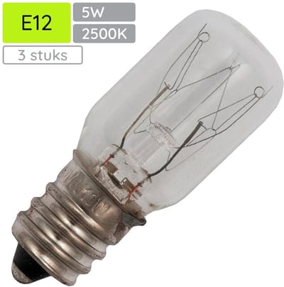 Signaallamp E12 130V 5W - 38 mAh - 3 stuks - T16 Gloeilamp Ø16mm - 45mm - 2500K - Dimbaar