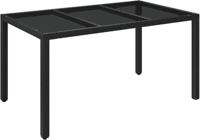 Tuintafel - Eettafel buiten - Buiten dineren - Weerbestendig polyrotan - 150 x 90 cm - Zwart