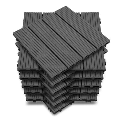 WPC Terrastegels - Balkontegels Tuintegels - Buiten Vloer Creëren - Waterdicht en Vormvast - 30x30 cm 10m² - Grijs