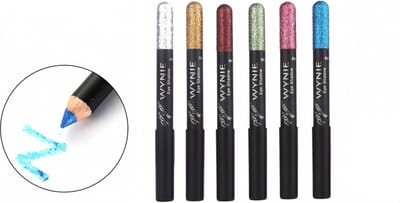 Wynie - Star Glitter - 6 Oogschaduw Potlood - Zilver/Goud/Bruin/Roze/Groen/Blauw - Set met 6 stuks