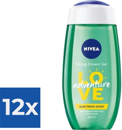 Nivea Douchegel - Love Adventure 250 ml - Voordeelverpakking 12 stuks