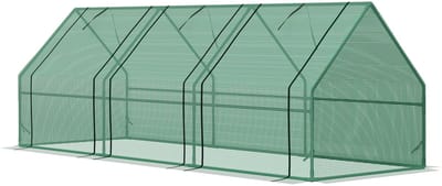 Killogood Kas met 3 schuiframen - PE gaasfolie - foliekas van staal - broeikas voor balkon - tuin - tomatenkas 270x90x90cm - tomatenkas voor groenten - bloemen - planten - groen