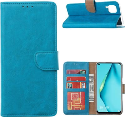 Bookcase Geschikt voor: Huawei P40 Lite - Bookcase Turquoise - portemonnee hoesje