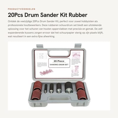 Dailygoods - 20Pcs Drum Sander Kit - Rubber Schuurdrum Set - Inclusief Opbergtas - Voor Boormachines - Geschikt voor Houtbewerkers - 80 Grit